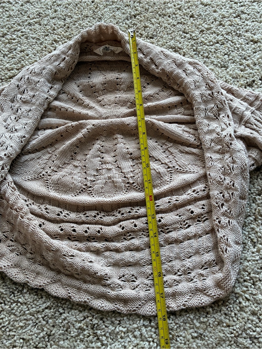 Lia Molly Tan Crochet Open-Front Women's Sweater Shrug 100% Cotton Festival Y2K - Picture 7 of 7